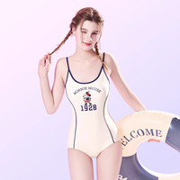 迪士尼女士泳衣白色2025时尚遮肉游泳衣游泳馆泳装高级感 藏蓝 M 