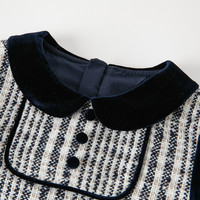 戴维贝拉女童连衣裙春装裙子宝宝衣服中大童公主裙 藏青色条纹