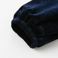 戴维贝拉女童连衣裙春装裙子宝宝衣服中大童公主裙 藏青色条纹