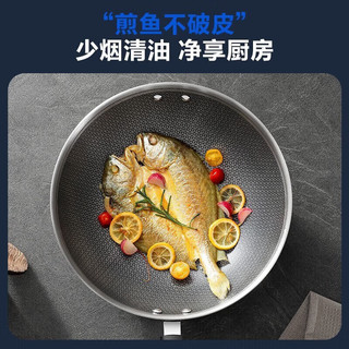 苏泊尔（SUPOR）炒锅304不锈钢防粘锅炒菜锅蜂窝电磁炉燃气通用CC34JA19 34cm【304不锈钢】适用3-6人