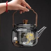 花溪树玻璃蒸煮一体茶壶提梁泡茶壶器电陶炉烧水壶中式家用茶具壶套装 银杏叶单壶 1000ml