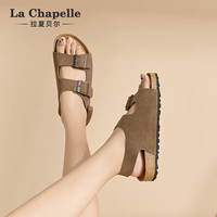 La Chapelle拉夏贝尔女鞋凉鞋女百搭复古勃肯鞋女低帮软底平底凉鞋子女 卡其 37