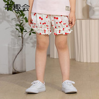 千趣会 SENSHUKAI童装女童裤子夏宝宝可爱印花经典纯色短裤花苞裤儿童裤子 黑色(格纹) 80 cm