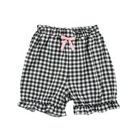 千趣会 SENSHUKAI童装女童裤子夏宝宝可爱印花经典纯色短裤花苞裤儿童裤子 黑色(格纹) 90 cm