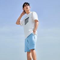 美特斯邦威五分裤男百搭夏季时尚舒适净色抽绳运动中裤男 冰水蓝 XS 160 66A