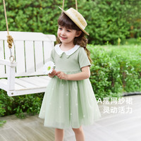 JELLYBABY【2025夏季新品】女童裙子宝宝法式短袖纱裙小童甜美风儿童公主裙 紫色 【7A抗菌】 110