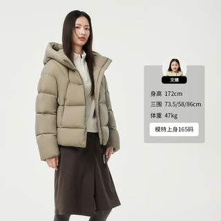 坦博尔秋冬羽绒服女时尚百搭短款连帽外套TBF530360D 松木棕 170/92A