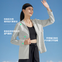 波司登（BOSIDENG）防晒衣女短款防紫外线冰感透气散热活页拼接反光条连帽机能外套 云暮灰/月白灰 819B S 160/84A