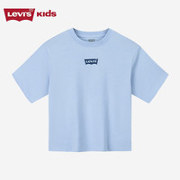 Levi's【凉感透气】李维斯儿童男童短袖T恤2025夏季运动上衣女 水晶蓝 160 /80 【身高158-170cm】