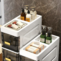 纳份爱加厚夹缝收纳柜抽屉式塑料储物柜收纳婴儿衣柜床头柜卫生间置物柜 18面宽【透明灰】电镀把手 六层