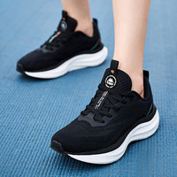 KAPPA卡帕背靠背男鞋运动老爹鞋子男透气跑步鞋轻便软底休闲鞋 黑色 37 (230mm)