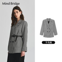 Mind Bridge 女士千鸟格西服2024新款宽松西装秋季韩系通勤外套