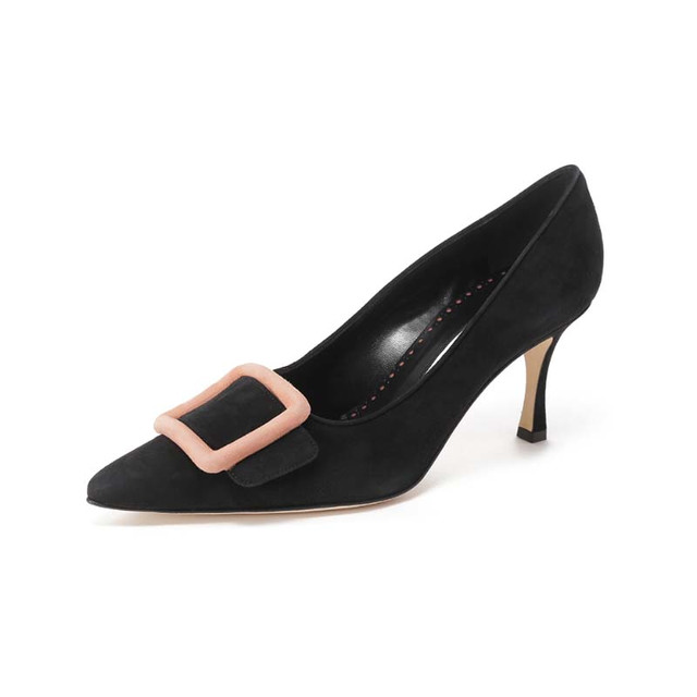 MANOLO BLAHNIK 莫罗伯拉尼克 女士方扣装饰尖头高跟鞋单鞋 300095