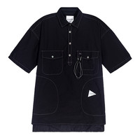 and wander 春夏款男士黑色美式休闲短袖衬衫银泰百货精品301574