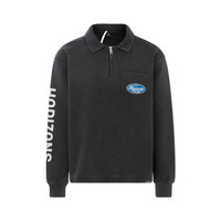 REPRESENT 春季黑色棉质做旧字母印花男士半拉链翻领上衣