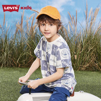 Levi's李维斯童装夏季儿童棋盘格短袖T恤男童潮流圆领上衣 糖果白 140 /68 【身高128-140cm】 140/68(S)