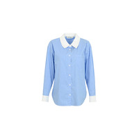 YES BY YESIR 刘亦菲同款24春夏新款女士蓝白条纹长袖衬衫 301357