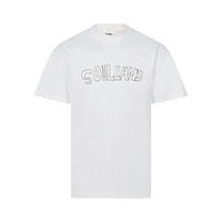 soulland 新款春季男士黑色纯棉印花休闲短袖T恤银泰百货
