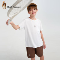 暇步士(Hush Puppies)【速干】童装儿童男大童2025夏季舒适透气青春活力运动风套装 本白 140