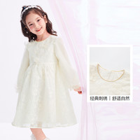 巴拉巴拉童装女童裙子秋装小童宝宝儿童甜美风绣花连衣裙洋气时尚 白色调00311