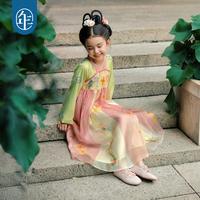 童装女童中秋汉服秋季超仙古装古风唐装连衣裙中式演出服