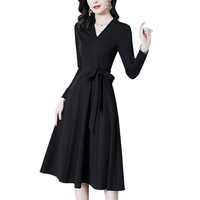 拉夏贝尔(La Chapelle)连衣裙子女装2025年春夏季时尚休闲百搭优雅气质 黑色 S 【80-95斤】