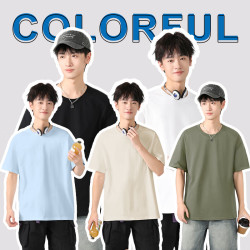 真维斯 纯棉短袖男士t恤2025夏季港风潮流穿搭半袖青少年五分袖上衣 黑色 永恒