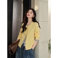 灰色假两件针织衫开衫毛衣女2025春季内搭打底衫上衣秋