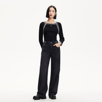 Vero Moda牛仔裤女2025夏淡人高腰直筒小个子显瘦浅色阔腿裤