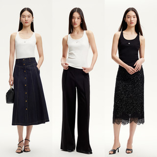 【百搭王】Vero Moda背心女2025夏淡人修身弹力工字吊带背心 黑色 L