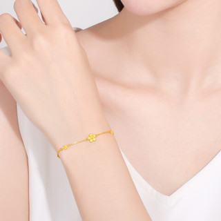 周六福 ZHOU LIU FU足金999黄金手链女款小桃花计价AC074753 约3.19g 16+2cm