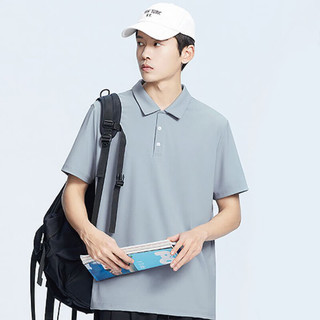 真维斯（Jeanswest）短袖t恤男夏季冰丝透气速干Polo领上衣大码青年港风复古宽松衣服 白色(纯色) M (105-115斤左右)