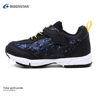 MOONSTAR月星运动跑步鞋3-12岁轻量透气机能鞋男女童羽毛球鞋 黑色 内长22cm