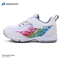 MOONSTAR月星运动跑步鞋3-12岁轻量透气机能鞋男女童羽毛球鞋 白色 内长17.5cm