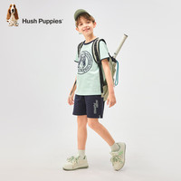 暇步士（Hush Puppies）童装儿童男女大童夏季时尚质感糖果缤纷假日风儿童短袖 芥末绿A 110