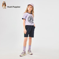 暇步士（Hush Puppies）童装儿童男女大童夏季时尚质感糖果缤纷假日风儿童短袖 凝香紫A 110