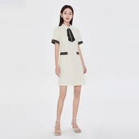 5+ Five Plus秋季学院风领带连衣裙女撞色气质短裙子女小众