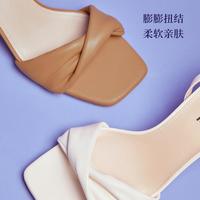 百丽一字带法式高跟鞋夏季鞋子细跟绑带凉鞋女鞋