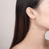 周六福 ZHOU LIU FU（ZLF）S925银饰耳线女萌猫清新简约气质银饰耳钉送 耳饰一对