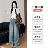 翊尚美牛仔裤女2025夏季阔腿裤小个子显瘦高腰薄款直筒天丝休闲裤 清冷白【冰感呼吸莱赛尔】 S 【适合80-100斤】