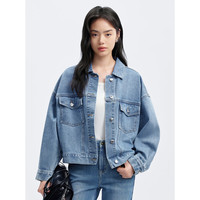 太平鸟女装短外套牛仔女秋装宽松时尚ins牛仔蓝上衣 牛仔蓝 XS