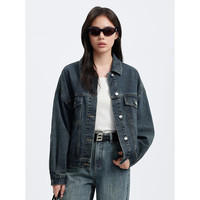 太平鸟女装短外套牛仔女秋装宽松时尚ins牛仔蓝上衣 牛仔深蓝 M