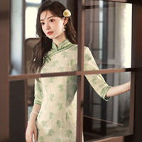 限尺码：戚薇 改良旗袍民国风中袖连衣裙