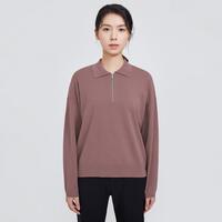 可隆 KOLON SPORTPOLO女休闲运动徒步露营打底衫针织半拉链翻领长袖
