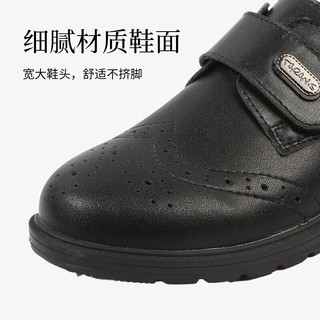 泰兰尼斯男童英伦风黑皮鞋中大童演出鞋 亚光黑 32 内长21cm