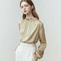 灵动木耳边立领长袖衬衫女春季法式垂感显瘦衬衣女