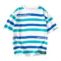 马克华菲2025男女童纯棉短袖儿童宽松条纹宝宝上衣t恤JZ