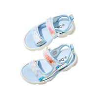 笛莎女童凉鞋夏季中大童女孩儿童宝宝透气包趾防滑沙滩软底鞋 爱心粉色 29码