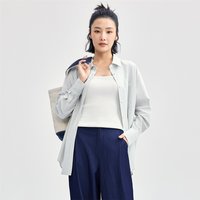 【通勤休闲】春季纯棉单口袋宽松梭织长袖休闲衬衫女士