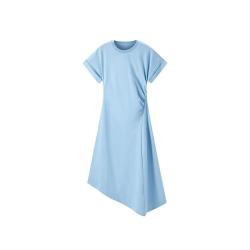 太平鸟 夏不规则时尚高级感圆领连衣裙女